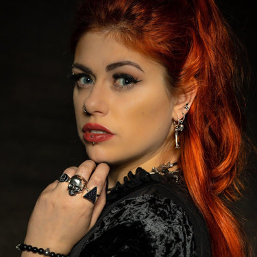 925 Sterling Silver Blue Goldstone Ring - Black Feather Design